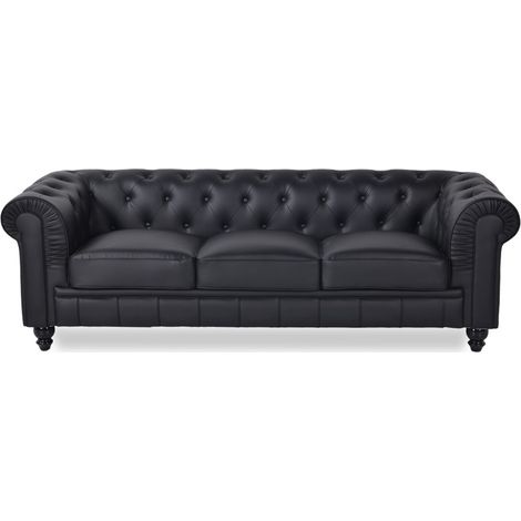 Canapé Chesterfield 3 Places Regency Noir (1/3)