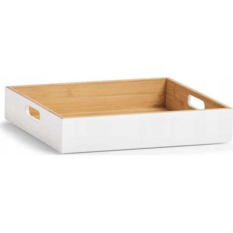 Zeller Scatola di raccolta in bambù bianco 30x27x6 cm