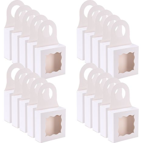 Boîte À Bouteille De Vin 25 Pcs Avec Fenêtre Transparente Pliable Pour Cadeaux Blanc (1/5)