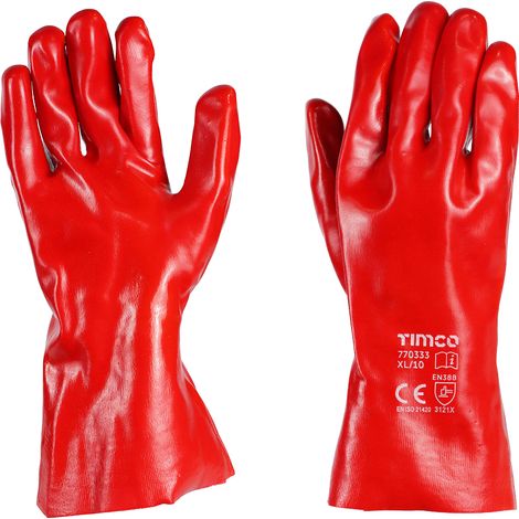 TIMCO PVC Gauntlet PVC Coated Cotton Interlock Gloves - X Large