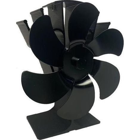 Ventilatore per camino con riscaldamento automatico, 6 pale, nero, grande flusso d'aria, ideale per l'inverno (1/5)