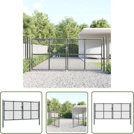 The Living Store Mesh-Gartentor Anthrazit 300x175 cm Verzinkter Stahl - Gartentor - Zaun - Metalltür - Stahltür - Anthrazit (1/5)