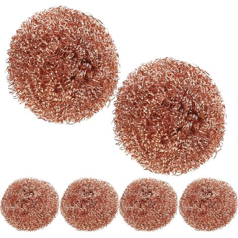 Tampons à Récurer pour Nettoyage des Pointes de Fer à Souder Lot de 6 en Fil de Fer Cuivre Facile à Utiliser, Adapté Usage Industriel et Domestique (1/5)