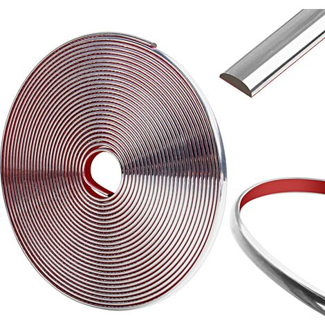 10 Mètres-8mm Moulure Adhesive, Moulure Plafond, DIY Moulure Murale pour Garniture de Véhicule, Bandes de Pare-Chocs, Dosseret, Bordures de Carreaux et Décorations D'angle(Argent) (1/5)
