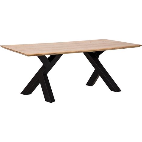 Mesa de comedor de madera marrón y negra 200x100x76h cm
