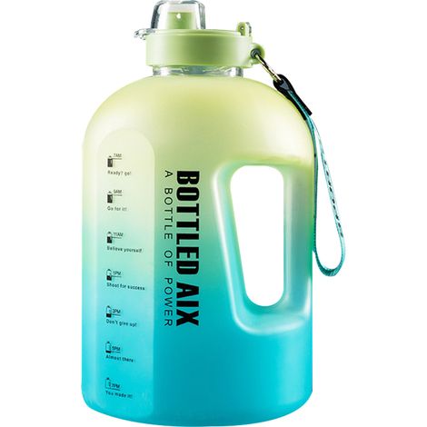 Bouteille Eau 2.2 L - Marqueur Horaires - Bouchon Verrouillage Sécurité - Paille Intégrée - Embouchure Large - Sangle Portable - 1 Pièce (1/5)