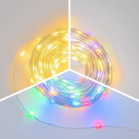 Catena luminosa "200 SMD Dual Color" LED bianco caldo e multicolor ad alta luminosità a 360°, 20 mt (1/4)