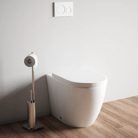 Vaso Filomuro in Ceramica Bianco Lucido con Sedile Copri-wc Softclose in UF Mod. Roma