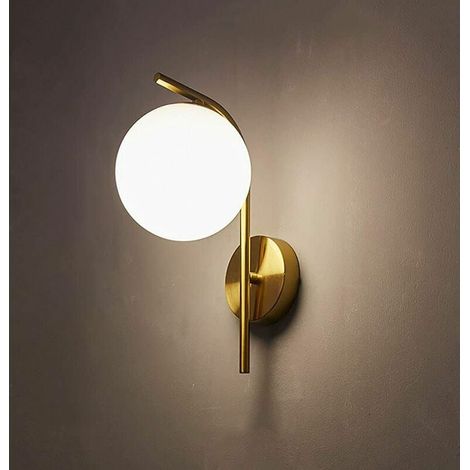 Moderne, kreative Wandlampe mit Kugelglasschirm, E27-Wandleuchter in Goldoptik, Beleuchtungskörper, Persönlichkeit, Wandleuchte für Schlafzimmer, Wohnzimmer, Flur, Wandkunst (1/4)