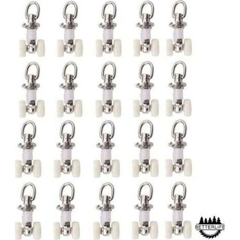 20 Pices Rouleaux de Rail Planeur de Voie de Rideau Plastique Twin roulettes en Alliage d\'aluminium (1/4)