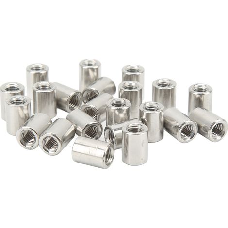 Runde M6x1,0-Verbindungsmuttern, Innengewinde-Stangenverbinder, 50er-Packung, Edelstahl 304, Länge 13 mm, Durchmesser 10 mm (1/5)