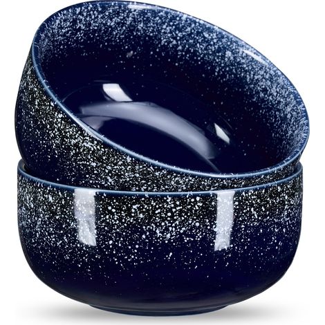 Lot de 2 grands bols à céréales en porcelaine - 950 ml - En céramique - Pour la cuisine - Bols de service - Bols à soupe - Salade - Bol à pâtes (1/5)
