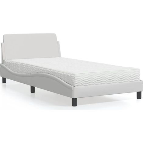 Cama con colchón Dover cuero sintético blanco 100x200 cm vidaXL (1/5)