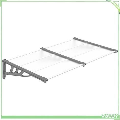 Auvent de porte - FAFEICY - 153684 - Noir et transparent - Polycarbonate creux - 152,5x90 cm (1/5)