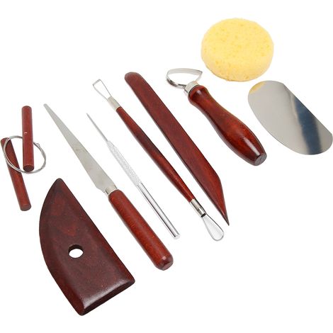 9 outils en bois pour la poterie, outils de sculpture, couteaux à modeler et outils à main pour la poterie (1/5)