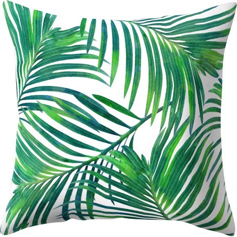 Housse De Coussin - Feuilles De Succulente - Polyester Lin Artificiel - Pour Canapé Chaise Lit Voiture Bureau - 45 x 45 cm - 1 Pièce