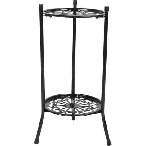 Support de plante en métal à 2 niveaux support de pot de fleur présentoir décoration de la maison accessoires de jardinnoir (1/5)
