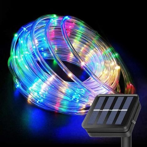 Solar-Lichterkette 10M 100 LED mit Fernbedienung, farbiges Rohr für Außenbeleuchtung.