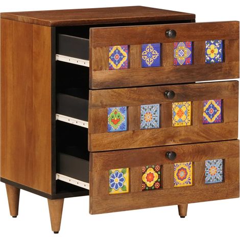 Cabinet de chevet Marron 50 x 33 x 62 cm Bois de mangue massif (1/5)
