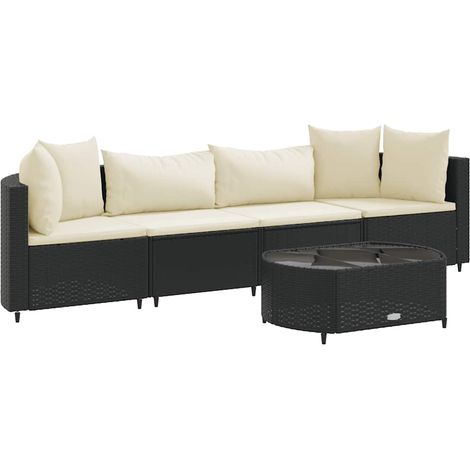 Maison Exclusive - Set Divani da Giardino 5 pz con Cuscini in Polyrattan Nero (1/5)