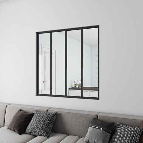 1230x1080mm Glastrennwände Schwarz Innenfenstertrennwand (1/5)