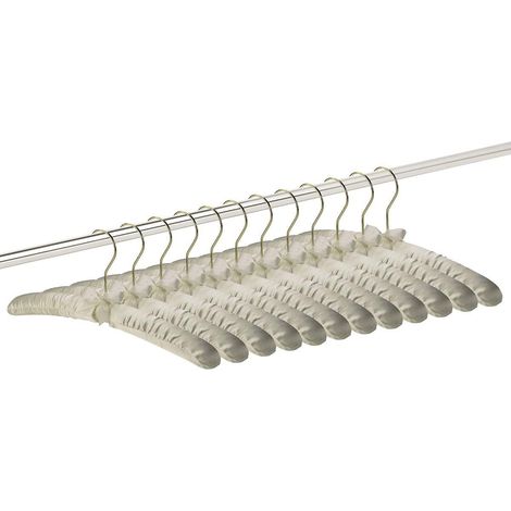 Lot de 10 cintres beiges rembourrés en tissu pour vêtements féminins - ivoire - cintres de haute qualité pour penderies, cintres pour mariages (1/5)
