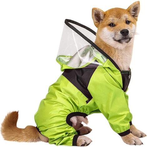 Imperméable à capuche pour chien avec capuchon transparent (XL, vert pomme)