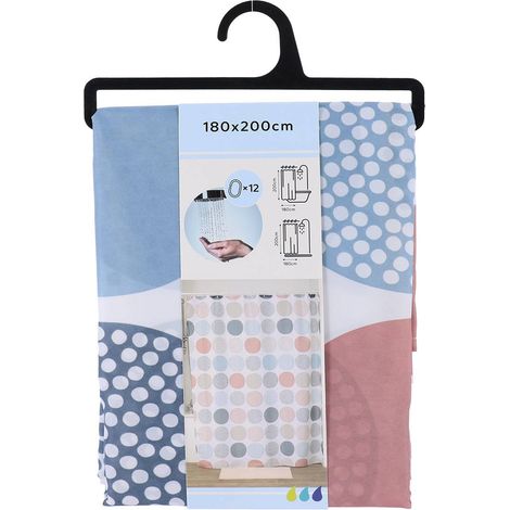Bedruckter polyester-duschvorhang 180x200cm 12 ringe pp weiss - gaia - Tendance