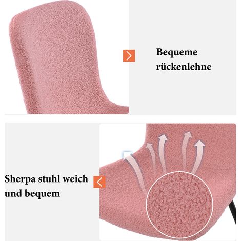 Esszimmerstuhl 4er-Set Rosa mit Rückenlehne Samtbezug und Metallgestell MODENUIT (1/2)