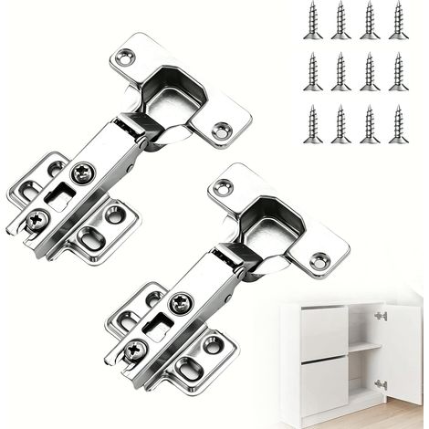 2 Pcs Charnières Porte Placard, Charnières Porte Cuisine Avec Amortisseur 35mm, Charniere Porte Cuisine Invisible pour Meuble, Charniere Porte Lourde Full Overlay Recouvrement Total (1/5)