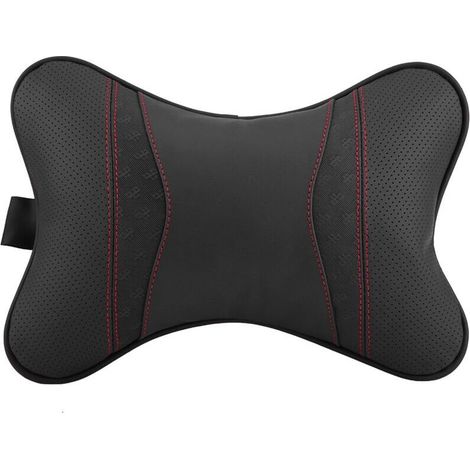 Accessoires automobiles en cuir, coussin de repos de voiture, appui-tête de siège, repose-cou, coussin d'oreiller, Support noir (1/5)