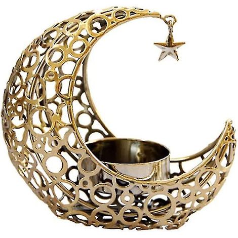 Porte-bougie chauffe-plat en métal Yaju en forme de lune, plateau décoratif pour bougie chauffe-plat, idéal pour la maison, le jardin ou un mariage (doré) (1 pièce) (1/5)