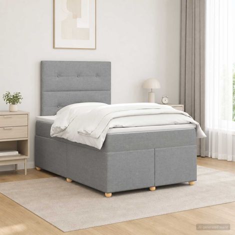 vidaXL Cama box spring con colchón Gris Claro 120 x 190 cm Tela (1/5)