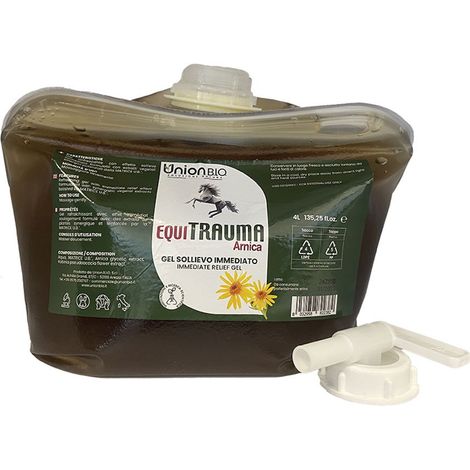 EQUI TRAUMA Gel naturale all’Arnica utile per defaticare muscoli, tendini e articolazioni post lavoro per cavalli 4 litri