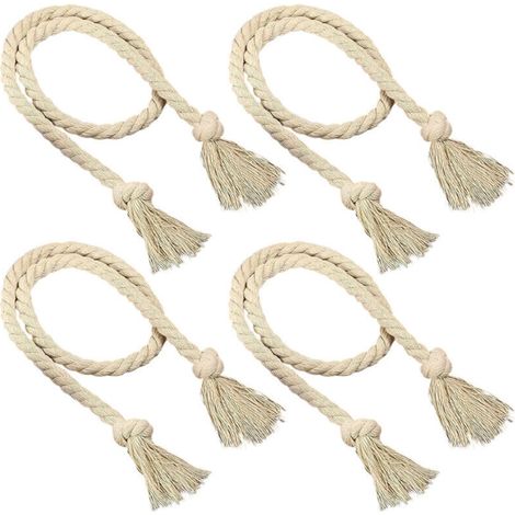 Fermacravatte per tende, Fermacravatte per tende in cotone, Fermacravatte per tende in corda di canapa intrecciata a mano, Fermacravatte per tende in corda per arredamento casa, hotel e ufficio (beige