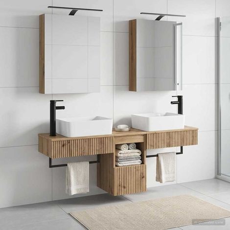 vidaXL Juego de Muebles de Baño 5 uds. Roble artisan (1/5)