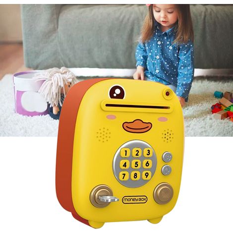 Tirelire miniature avec fonction musicale, boîte à monnaie électronique avec empreinte digitale et mot de passe, reconnaissance faciale, musique douce pour enfants, garçons et filles, petit canard (1/5)