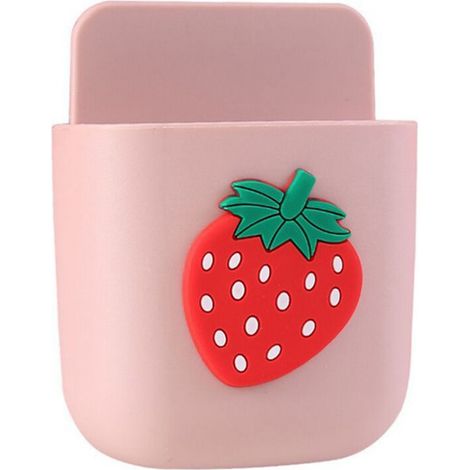Supports de télécommande, organisateur mural adhésif, boîte de rangement de stylos, support de téléphone pour bureau, maison, école, fraise (1/5)