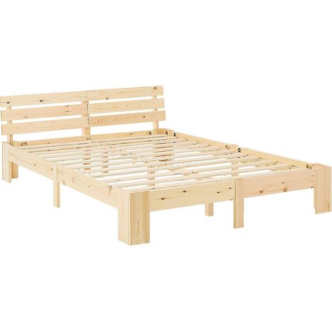 Letto matrimoniale per 2 persone con rete a doghe in legno 140x200cm LIT06162