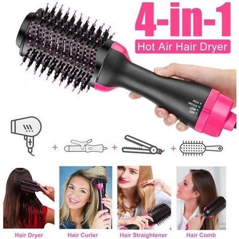 Brosse Soufflante Rotative - VINSIC - Sèche-Cheveux 3 en 1 - Fonction ionique - Revêtement en céramique - Rose (1/4)