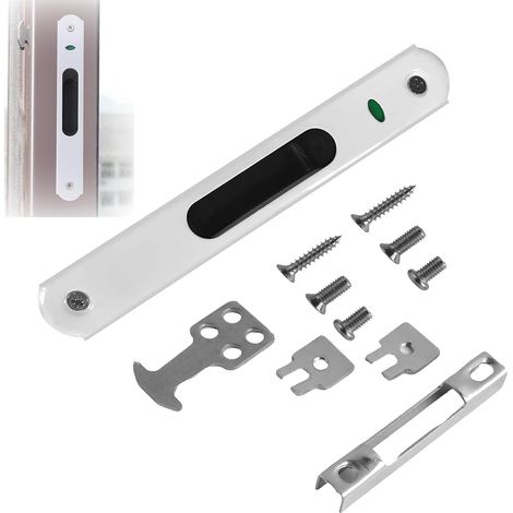 Cerradura para puerta corredera, gancho de acero inoxidable para ventana de puerta corredera, para puertas correderas de cristal, herrajes de cierre sencillos para puertas correderas (blanco, 12 pieza
