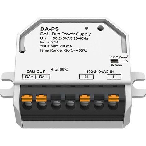 DALI-Bus-Netzteil da-PS Mini DALI-Bus-Netzteil AC 110 V, 220 V, 230 V, Stromstärke 200 mA, entspricht der SELV-Sicherheitsnorm. (1/5)