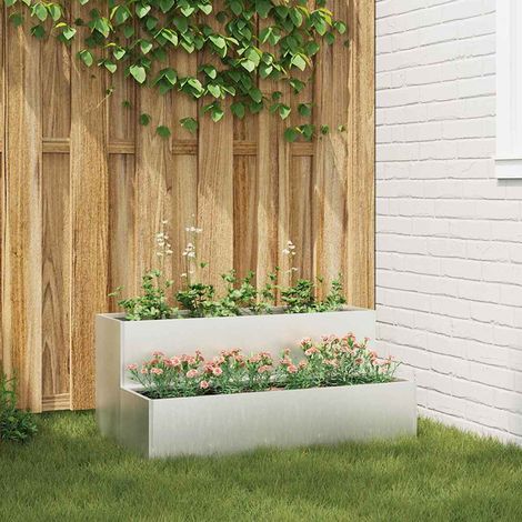 Garten-Pflanzgefäß Silber 100 x 60 x 45 cm Edelstahl