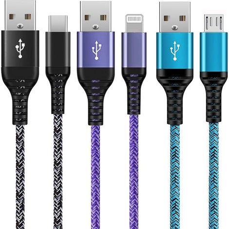 USB-C-Schnellladekabel, [1 m + 1 m + 2 m] Typ-C-Ladekabel (USB-A auf USB-C) für Samsung Galaxy S25, S24 Ultra, S23 FE, S22, S21, A55 5G, A54, A53, A35, A34, A25, A15, A14, A13, iPhone 16, 15, Xiaomi R (1/5)