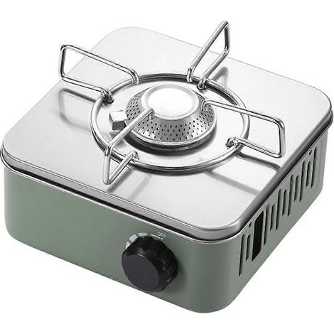 Réchaud à gaz de camping robuste avec brûleur et grille, ultra-léger, pour les voyages - Accessoires de cuisine verts (1/5)