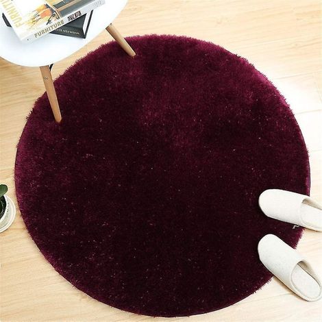 Tapis de bain rond antidérapant Shaggy 60 cm, microfibre ultra-absorbante, moquette de salle de bain moelleuse, lavable en machine, tapis de sol confortable, style 05 (1/5)