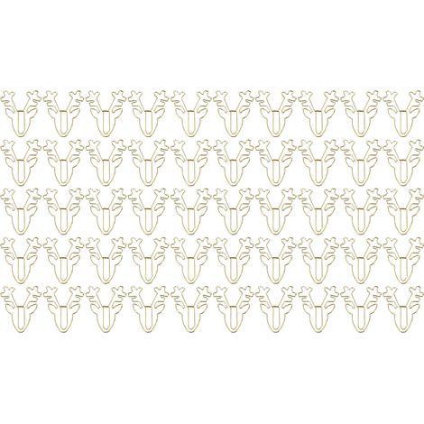 50Pcs Deer Head Shape Paperclip Cartoon Lightweight Innovative Gold Cute Paperclips for Office Home School (1/5)