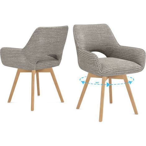 Chaises de salle à manger - WAFTING - Pivotantes Velours - Accoudoirs - Pieds bois - Lot de 2 (1/5)
