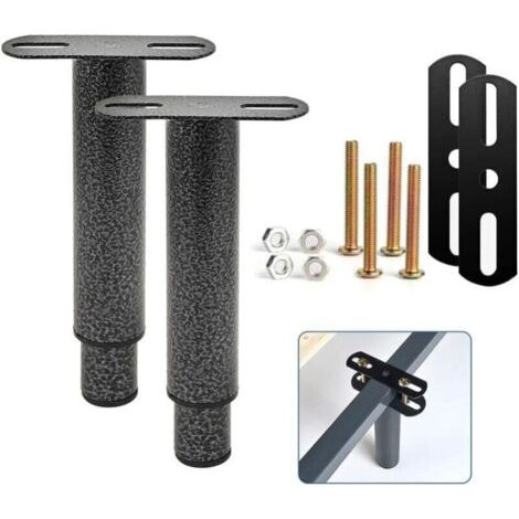 Lot de 2 pieds de lit réglables en métal – Hauteur 15 à 25 cm – Acier inoxydable et nylon antidérapant – Compatible avec lattes universelles (1/4)