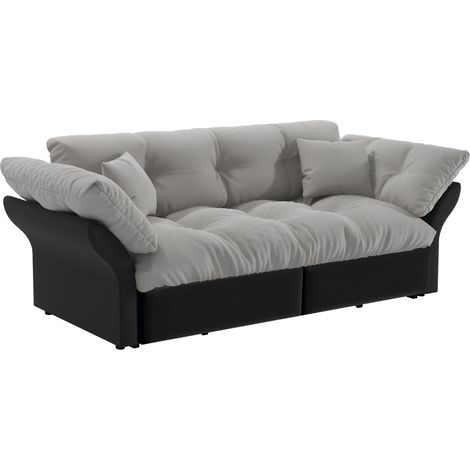 Sofá cama convertible 3 en 1 de 190 cm en terciopelo gris claro MODENUIT (1/5)